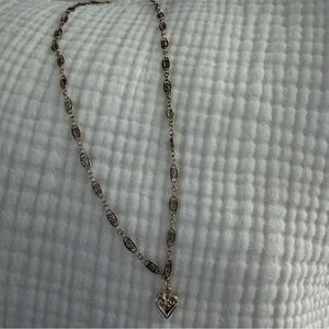 Sterling Silver Heart Necklace with Filigree Chain